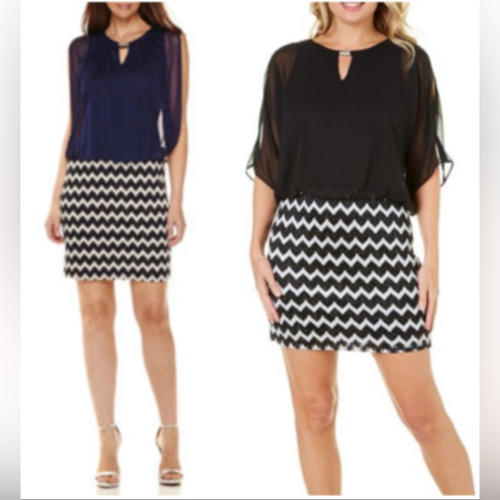 Perceptions NWT Black Print dress - Picture 1 of 5